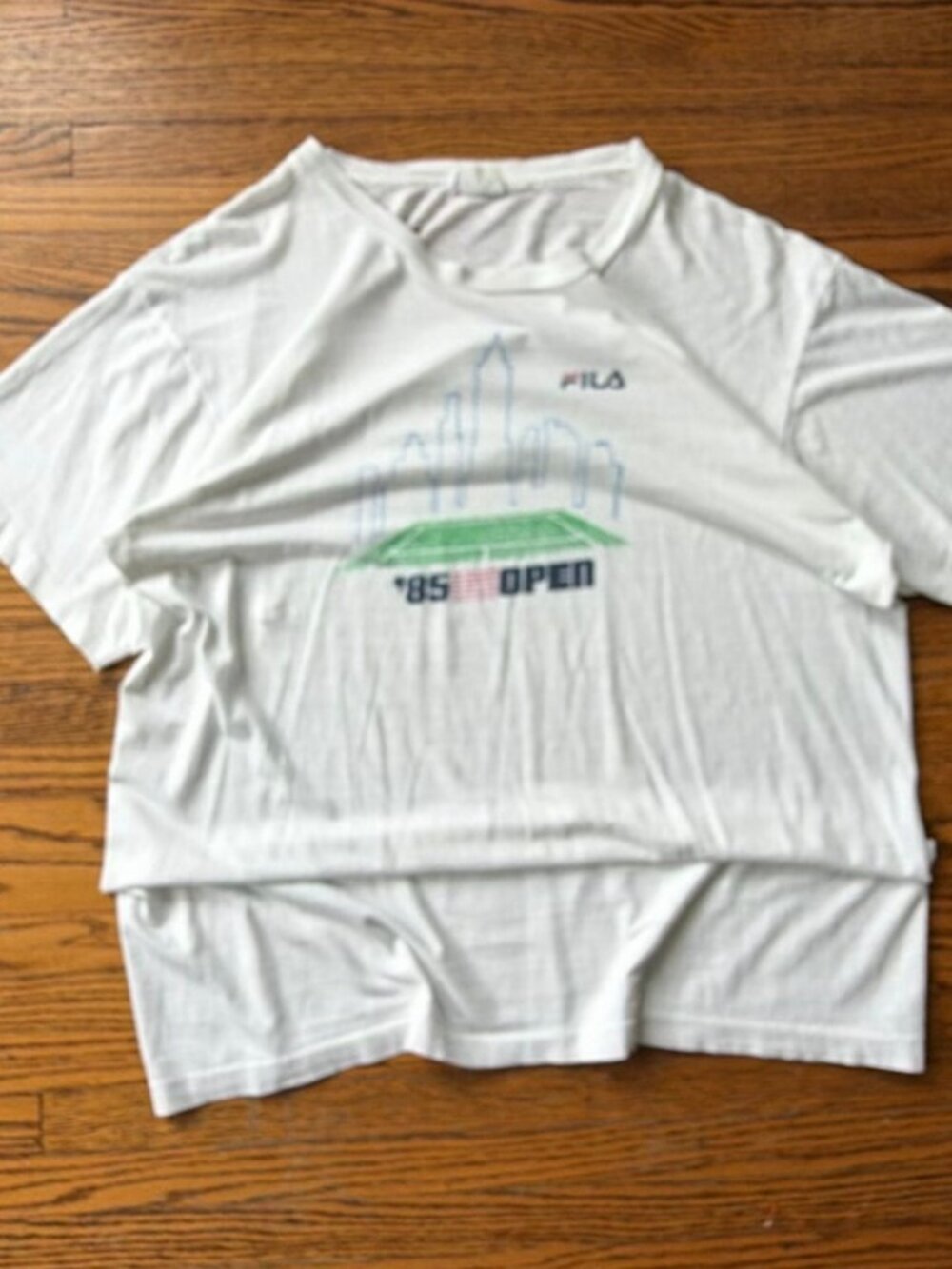 FILA '85 Open Tennis T-Shirt White XL Vintage Graphic